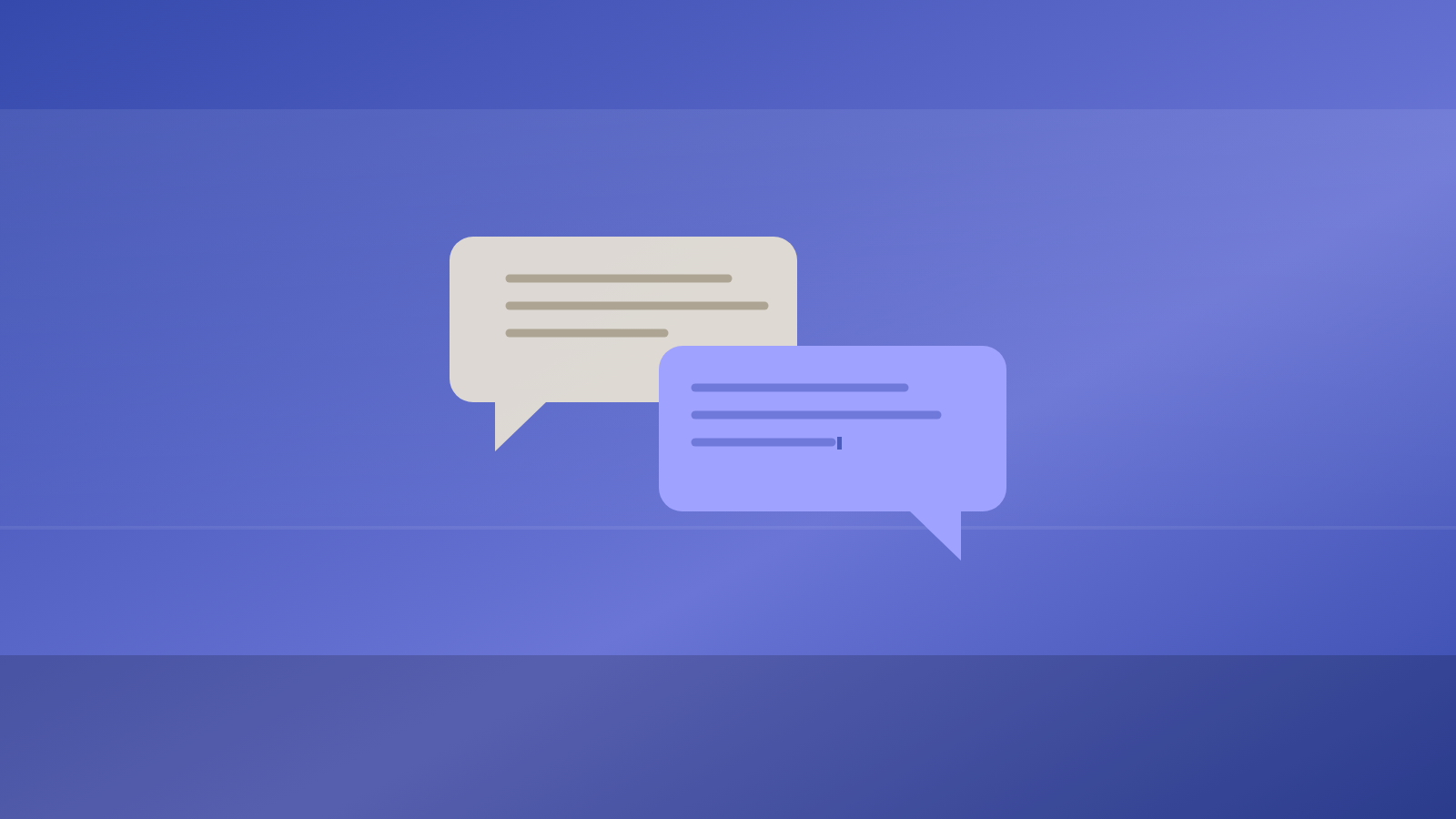 Two chat conversation bubbles, a user message and an assistant reply being written